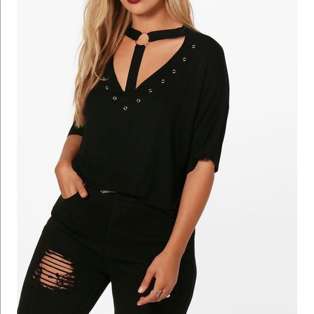 Plus Abby Eyelet Strap Detail T-Shirt